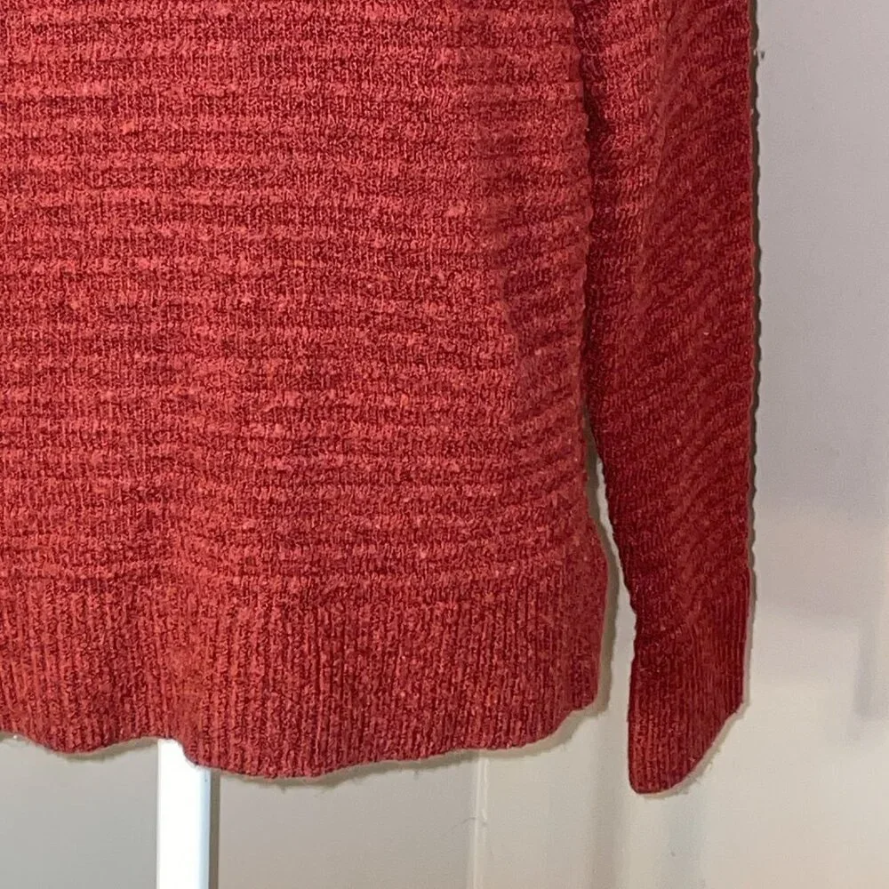 Madewell Turtleneck Sweater Maroon Dolman Sleeves Ribbed Wool Blend Sz XS O/S - Picture 3 of 8